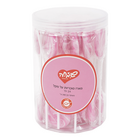 מארז סוכריות על מקל   12 גר 24 יח בצנצנת עיגול ורוד לבן