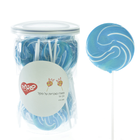 מארז סוכריות על מקל   12 גר 24 יח בצנצנת עיגול כחול לבן