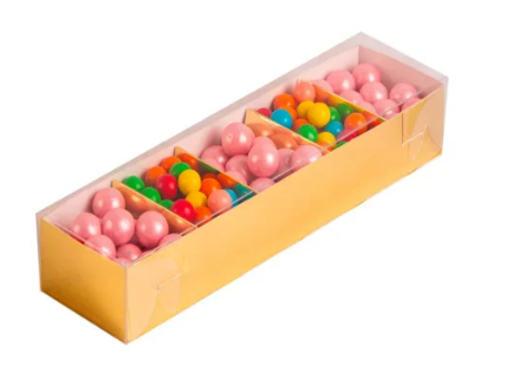 קופסת קרטון מחולקת+מכסה שקוף -5 תאים-קראפט